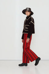 SHORT HORSES EMBROIDERED COAT - CHARCOAL