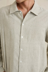 BANK STRIPE LS SHIRT OLIVE