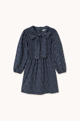 GEESE PUFF SLEEVES DRESS - NAVY