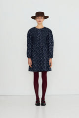 GEESE PUFF SLEEVES DRESS - NAVY