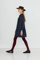 GEESE PUFF SLEEVES DRESS - NAVY